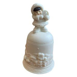 Vintage Artic Kids of Alaska Bisque Porcelain Bell Eskimo Child with Drum